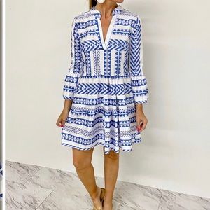NWT Grecian Blue White Dress Cover Up Sz Small